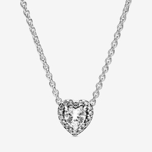 Pendant Necklaces Pandora Elevated Heart Argent | 9326870-ED