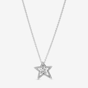 Pendant Necklaces Pandora Pavé Asymmetric Star Collier Argent | 0497258-XT