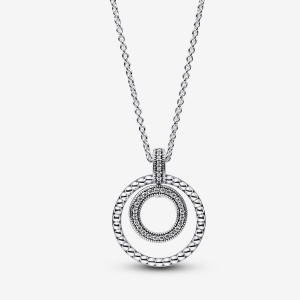 Pendant Necklaces Pandora Signature Pavé & Beads Argent | 5690831-YC