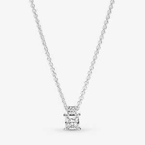 Pendant Necklaces Pandora Sparkling Collier Round & Square Argent | 7092516-MQ