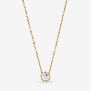 Pendant Necklaces Pandora Sparkling Round Halo Collier Doré | 0482356-YF