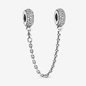 Safety Chains Pandora Sparkling Pavé Sécurité Argent | 0832465-OI