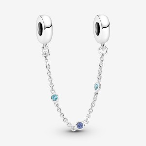 Safety Chains Pandora Triple Blue Stone Sécurité Argent | 5732108-NX