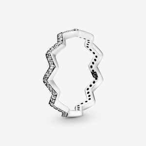 Stackable Rings Pandora Shimmering Zigzag Argent | 6021738-HM