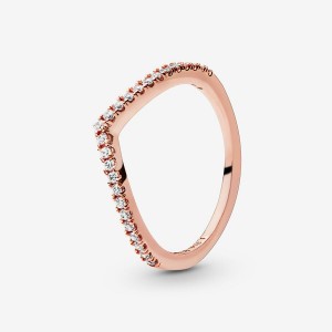 Stackable Rings Pandora Sparkling Wishbone Rose Doré | 4918250-SO