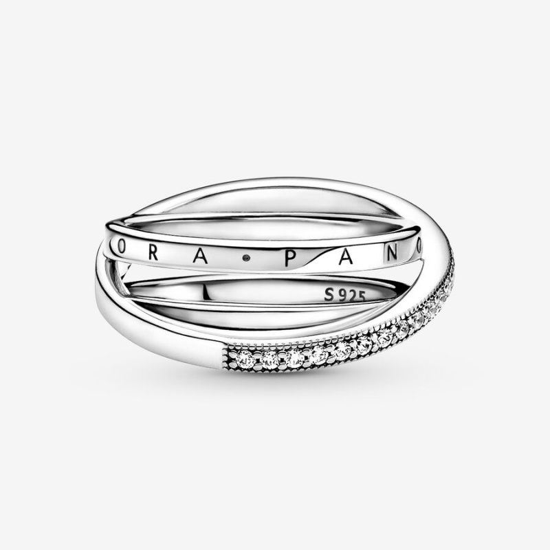 Band Rings Pandora Crossover Pavé Triple Argent | 2351670-XL