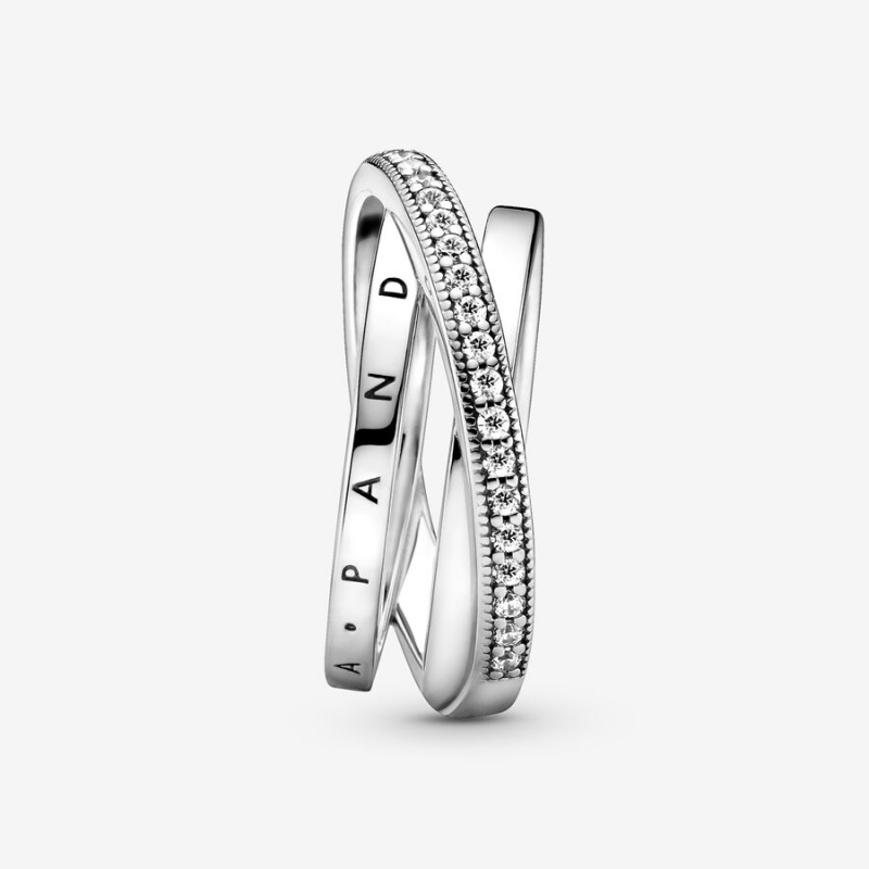 Band Rings Pandora Crossover Pavé Triple Argent | 2351670-XL