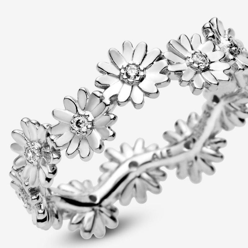 Band Rings Pandora Sparkling Daisy Flower Crown Argent | 0896471-NG