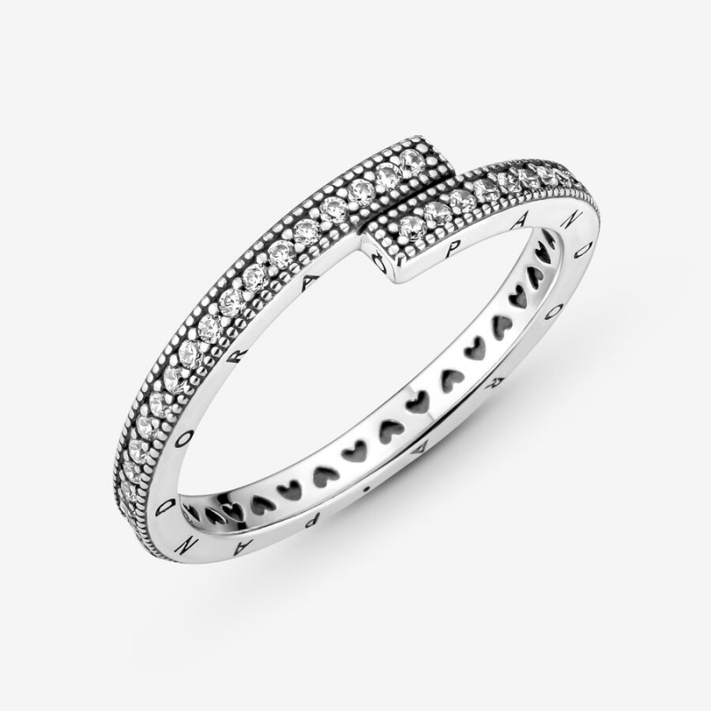 Band Rings Pandora Sparkling Overlapping Argent | 3260978-ZP