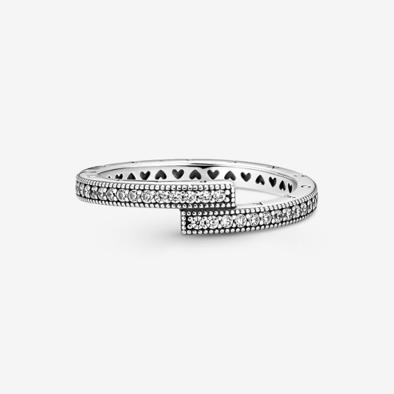 Band Rings Pandora Sparkling Overlapping Argent | 3260978-ZP