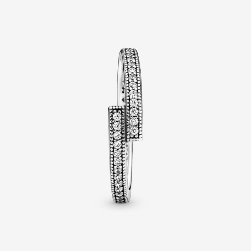 Band Rings Pandora Sparkling Overlapping Argent | 3260978-ZP