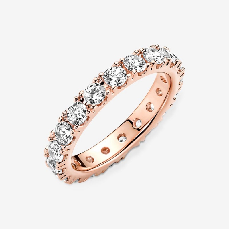 Band Rings Pandora Sparkling Row Eternity Rose Doré | 8574091-MK