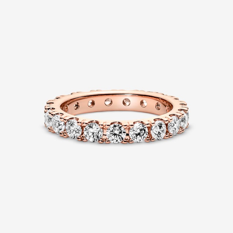 Band Rings Pandora Sparkling Row Eternity Rose Doré | 8574091-MK