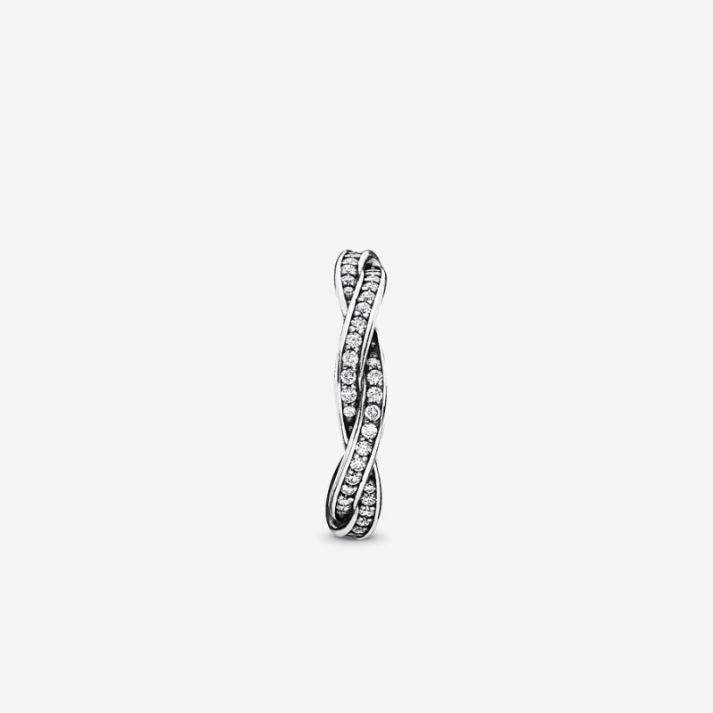 Band Rings Pandora Sparkling Twisted Lines Argent | 1863792-NY