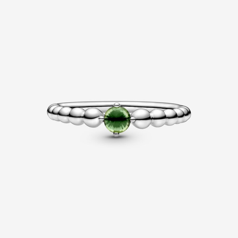 Birthstone Rings Pandora August Spring Green Beaded Argent | 3289105-ZY