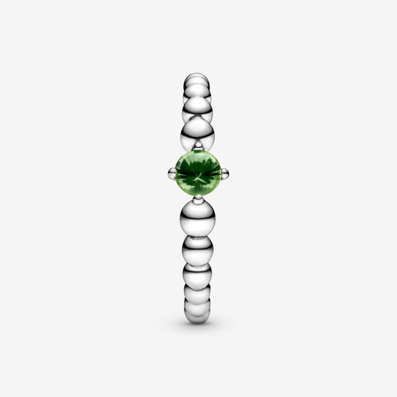 Birthstone Rings Pandora August Spring Green Beaded Argent | 3289105-ZY