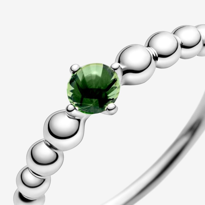 Birthstone Rings Pandora August Spring Green Beaded Argent | 3289105-ZY