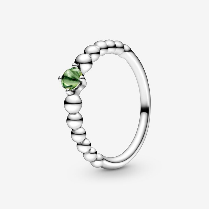 Birthstone Rings Pandora August Spring Green Beaded Argent | 3289105-ZY