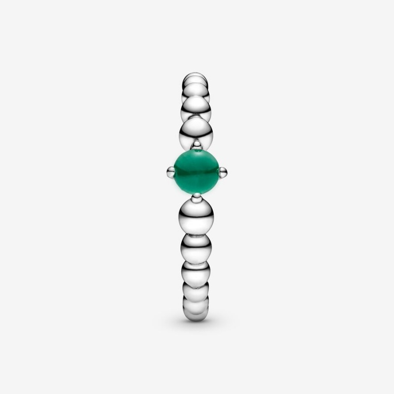 Birthstone Rings Pandora May Rainforest Green Beaded Argent | 5329061-UE