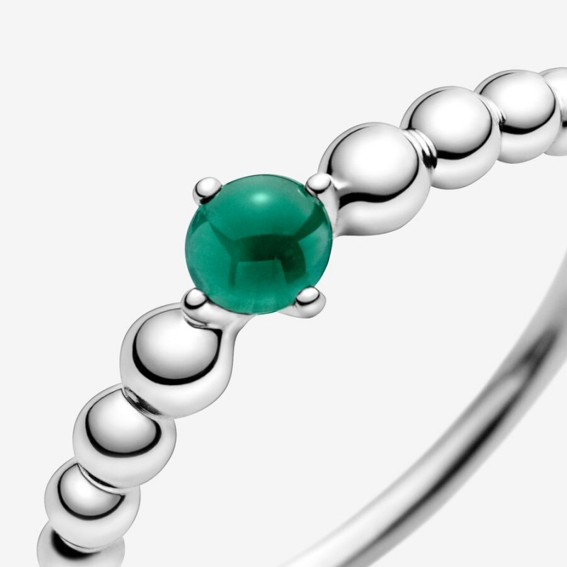 Birthstone Rings Pandora May Rainforest Green Beaded Argent | 5329061-UE