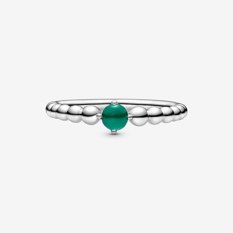 Birthstone Rings Pandora May Rainforest Green Beaded Argent | 5329061-UE