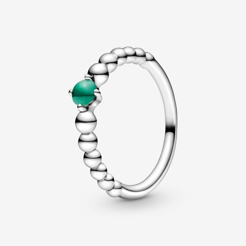 Birthstone Rings Pandora May Rainforest Green Beaded Argent | 5329061-UE