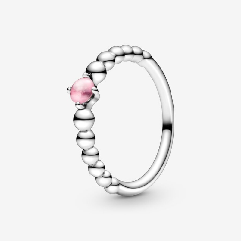 Birthstone Rings Pandora October Petal Pink Beaded Argent | 3709185-OD