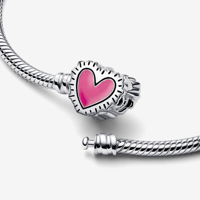 Chain Bracelets Pandora Keith Haring x Moments Radiant Heart Snake Argent | 2863974-ET