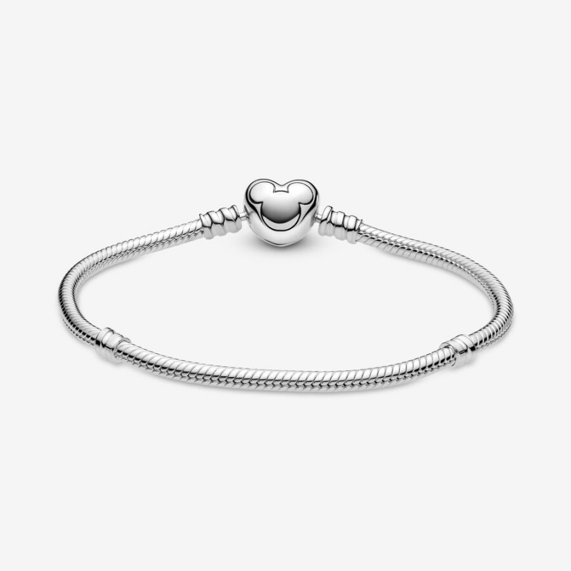 Chain Bracelets Pandora Moments Mickey Mouse Heart Clasp Snake Argent | 7826305-MH