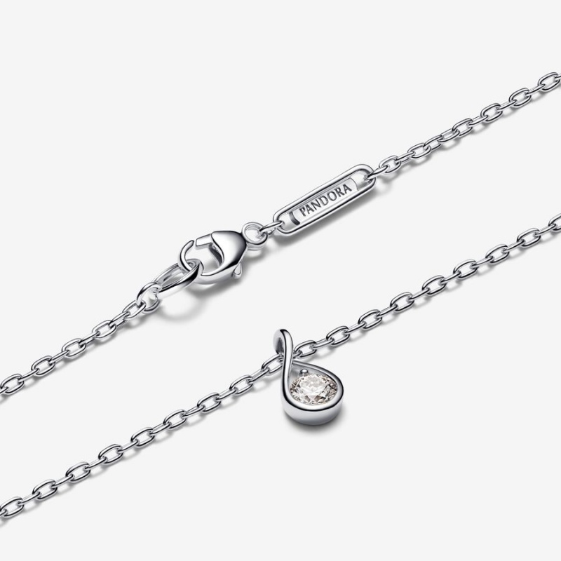 Chain Necklaces Pandora Brilliance Lab-created 0.15 ct tw Diamond Argent | 2670349-CA