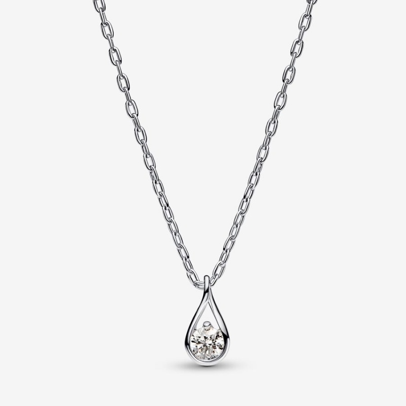 Chain Necklaces Pandora Brilliance Lab-created 0.15 ct tw Diamond Argent | 2670349-CA