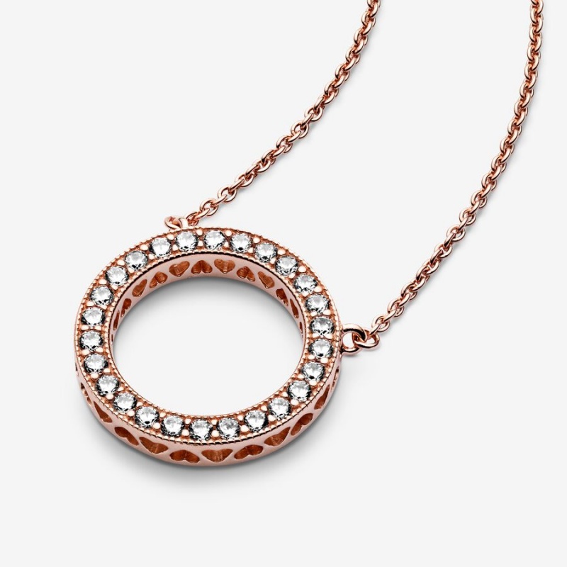 Chain Necklaces Pandora Circle of Sparkle Rose Doré | 2563478-UL