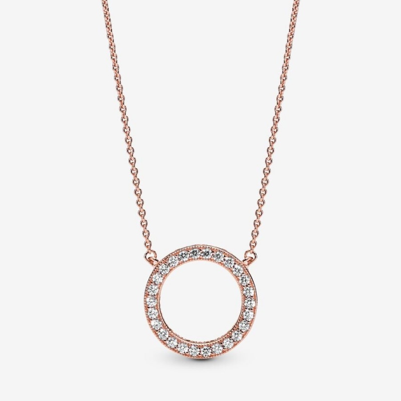 Chain Necklaces Pandora Circle of Sparkle Rose Doré | 2563478-UL