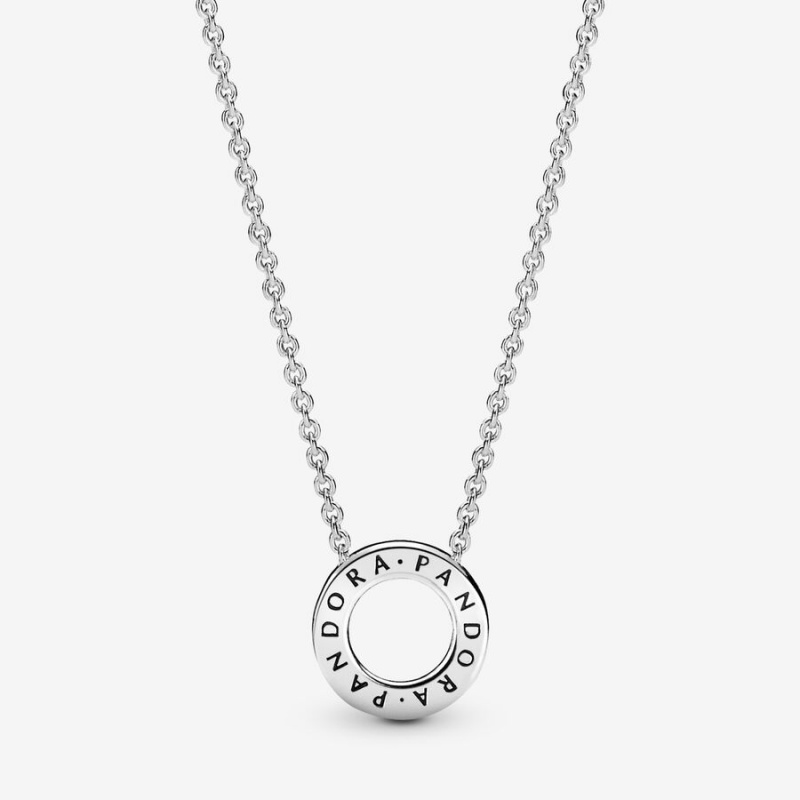 Chain Necklaces Pandora Logo Pavé Circle Collier Argent | 9506812-JS