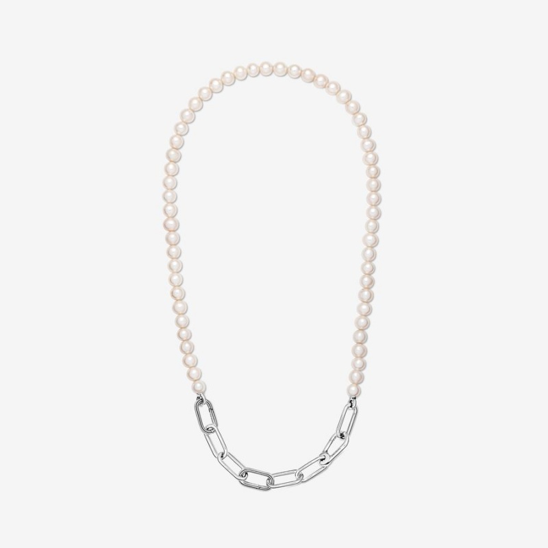 Chain Necklaces Pandora ME Treated Freshwater Cultured Pearl Argent | 4078659-RZ