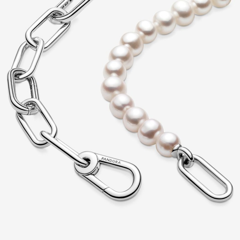 Chain Necklaces Pandora ME Treated Freshwater Cultured Pearl Argent | 4078659-RZ