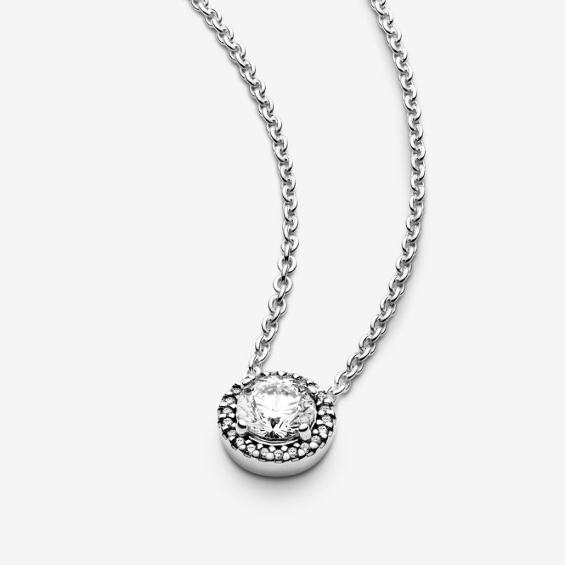 Chain Necklaces Pandora Round Sparkle Halo Argent | 8139670-RJ