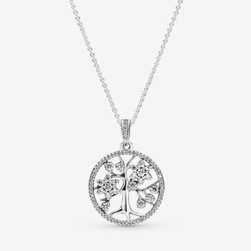 Chain Necklaces Pandora Sparkling Family Tree Argent | 5102764-DO