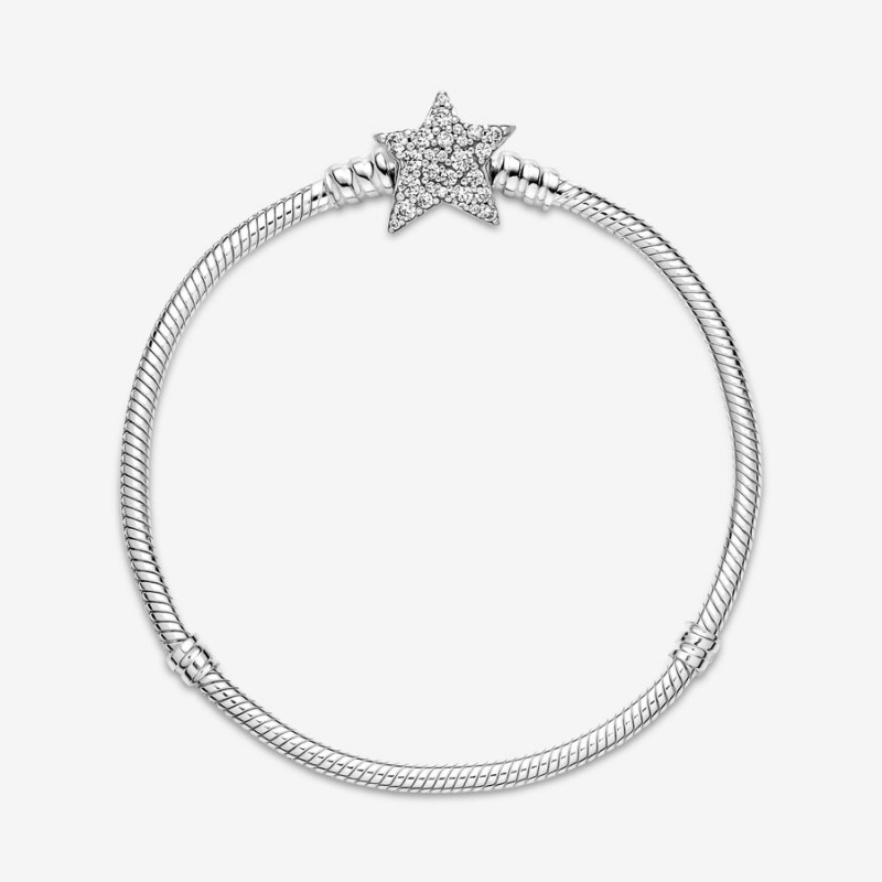 Charm Bracelets Pandora Moments Asymmetric Star Clasp Snake Argent | 8492503-UW