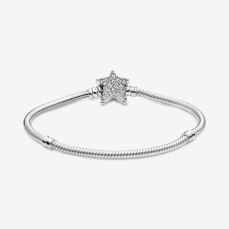 Charm Bracelets Pandora Moments Asymmetric Star Clasp Snake Argent | 8492503-UW