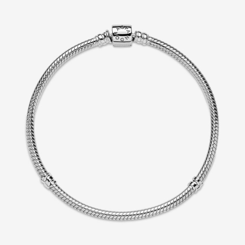 Charm Bracelets Pandora Moments Barrel Clasp Snake Argent | 0465897-XA