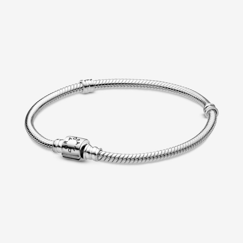 Charm Bracelets Pandora Moments Barrel Clasp Snake Argent | 0465897-XA