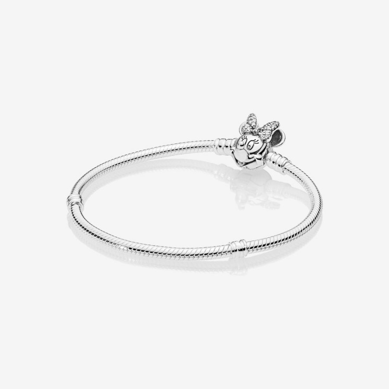 Charm Bracelets Pandora Moments Pavé Minnie Mouse Clasp Snake Argent | 4987160-YR