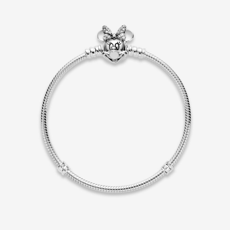 Charm Bracelets Pandora Moments Pavé Minnie Mouse Clasp Snake Argent | 4987160-YR