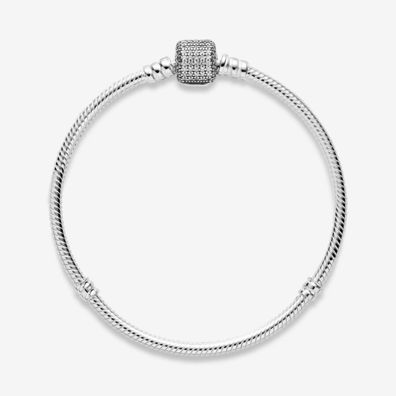 Charm Bracelets Pandora Moments Sparkling Pavé Clasp Snake Argent | 8357029-MB