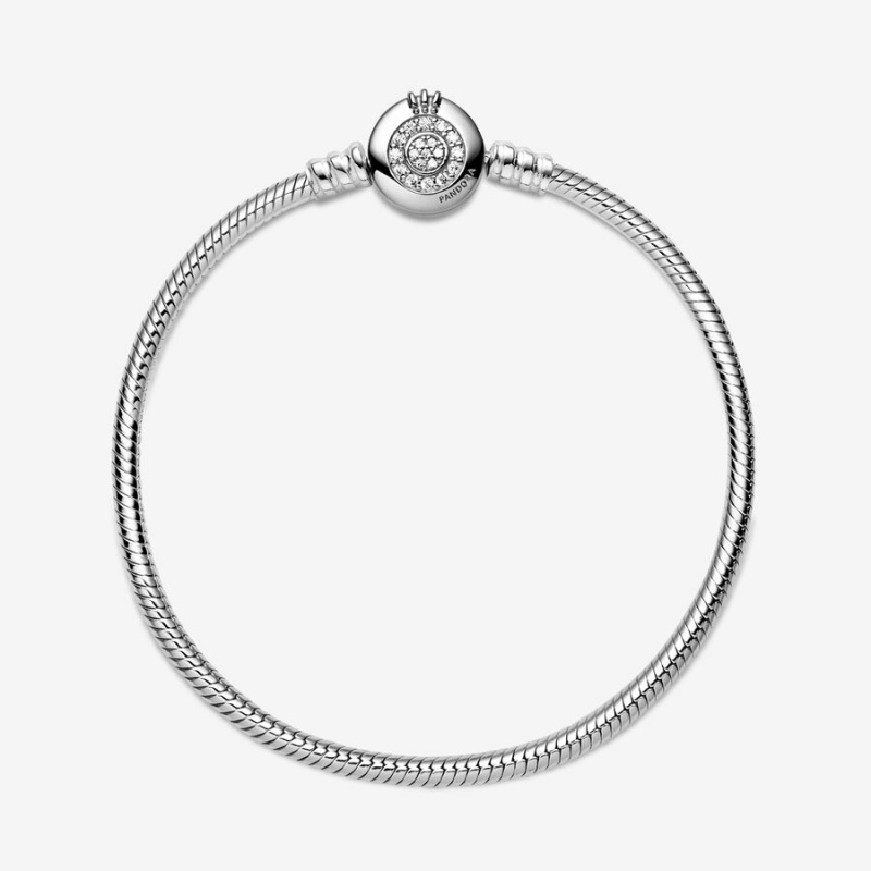 Charm Bracelets Pandora Moments Sparkling Crown O Snake Argent | 6235087-PT