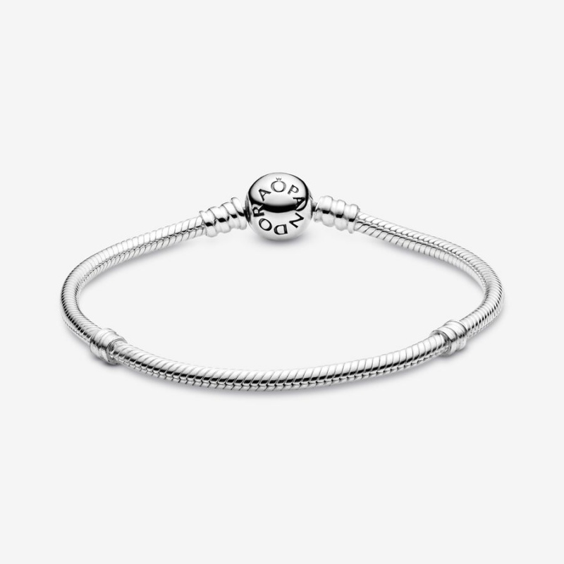 Charm Bracelets Pandora Moments Sparkling Heart Clasp Snake Argent | 9725164-BZ