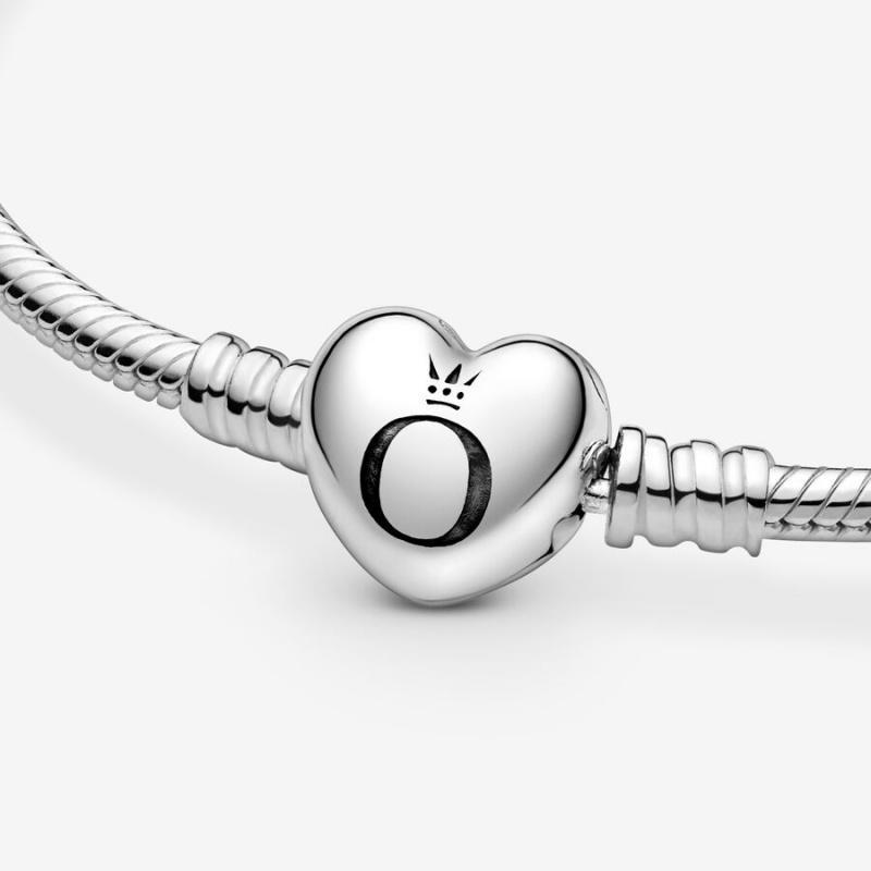 Charm Holders Pandora Moments Heart Clasp Snake Argent | 4025379-VD