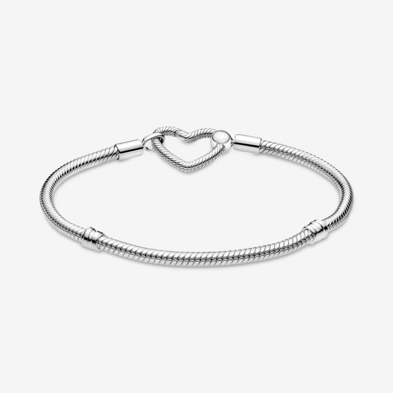 Charm Holders Pandora Moments Heart Closure Snake Argent | 3581960-PJ