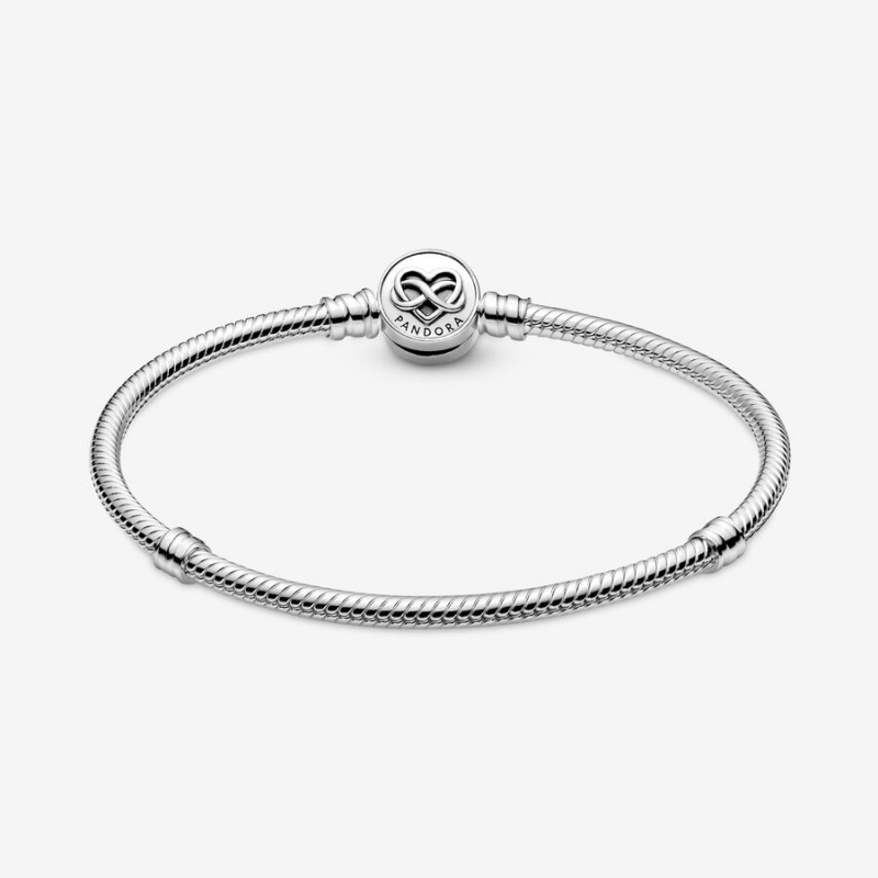 Charm Holders Pandora Moments Heart Infinity Clasp Snake Argent | 3027154-OX